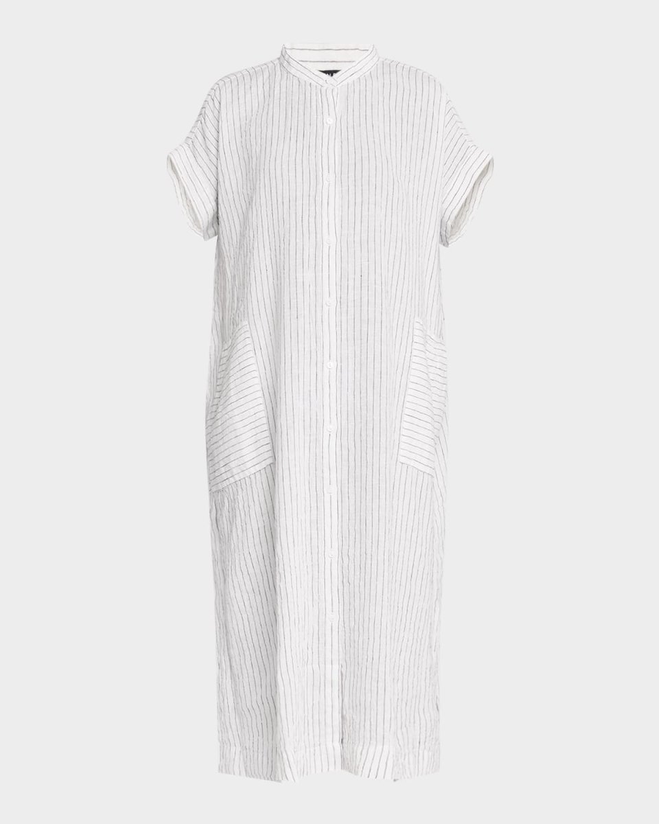 Striped Organic Linen Midi Dress